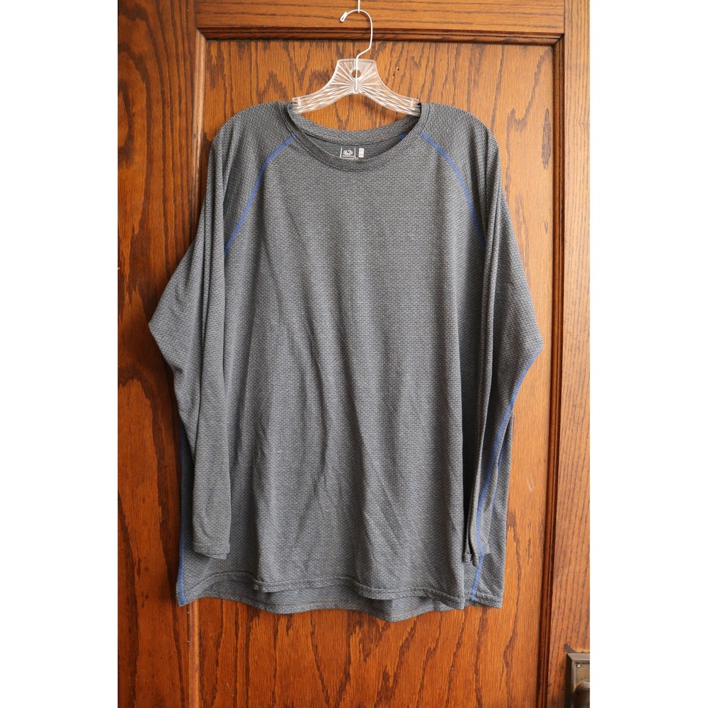 FRUIT OF THE LOOM Shirt Mens 2XL Gray Blue Active Breathable Mesh Long Sleeve